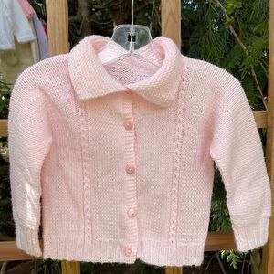 Vintage 1T/2T Hand-knitted Pink Girls’ Sweater